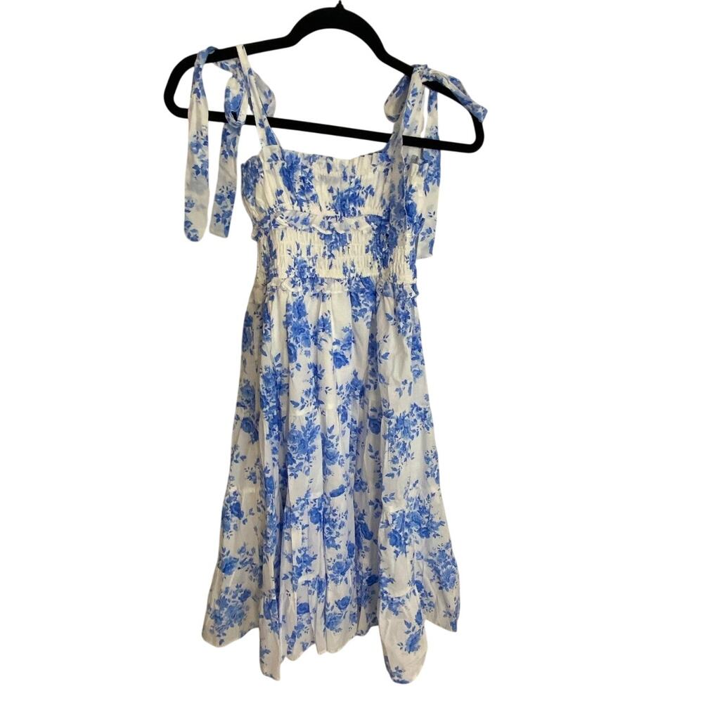 Alter'd State‎ Tie Shoulder Blue and white midi dress size XS